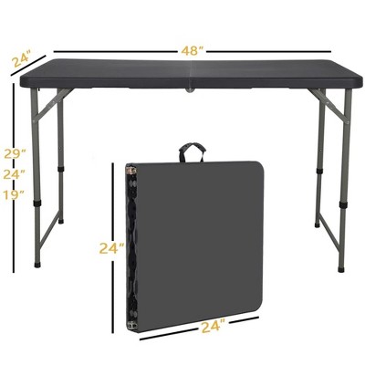 Black Adjustable Height HDPE Folding Table for Indoor and Outdoor Use