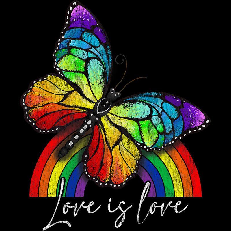 Adult Design By Humans Love is Love Butterfly Rainbow Pride By SummerFunnyT-Shirt, 2 of 3