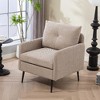 Lyngins Modern Accent Chair with Metal Legs & Armrests, Chenille Fabric Club Armchair, Single Sofa Chair/Reading Chair for Living Room, Bedroom - 3 of 4