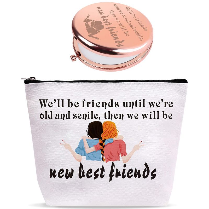 VeryMerryMakering Well be Friends Cosmetic Bag And Mirror, Pink, 1 of 6