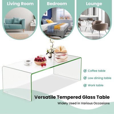 Clear Tempered Glass Modern Coffee Table, 45"