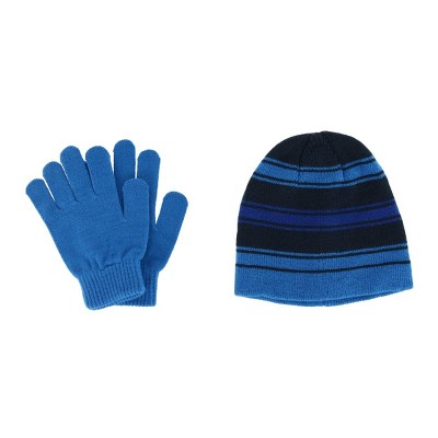 Grand Sierra Kids' 4-7 Striped 2-Piece Winter Beanie and Glove Set