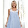 ADR Women's Cotton Nightgown, Sleeveless Lace Trimmed Button Up Long Vintage Night Dress Gown - 4 of 4