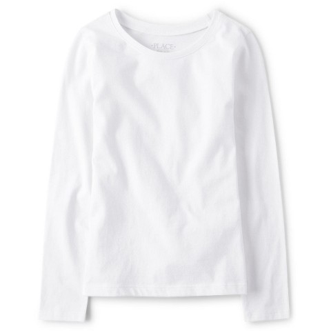 The Children's Place Girls Long Sleeve Regular Basic Layering Tee White M (7/8)