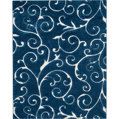 9'6"x13' Swirl Loomed Area Rug Dark Blue/Cream - Safavieh