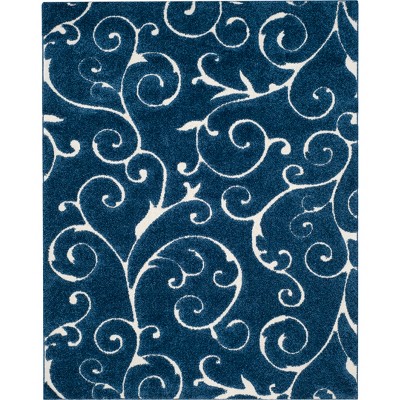 9'6"x13' Swirl Loomed Area Rug Dark Blue/Cream - Safavieh