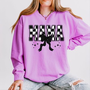 Simply Sage Market Mama Checkered Coquette Lightweight Garment Dyed Sweatshirt - 1 of 4