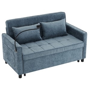 GlasFlength  Sofas, Versatile Pull-Out Bed Feature, Perfect for Multi-Purpose Rooms, Space-Saving Design, Blue， 56.9"*32.3"*33.9 - 1 of 4