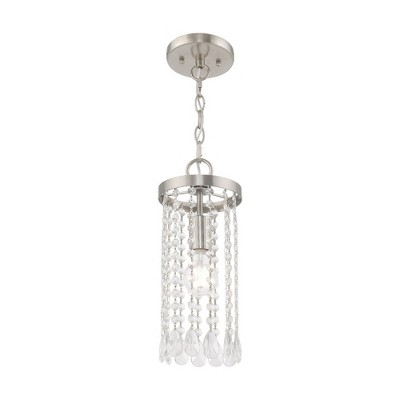 Elizabeth Brushed Nickel Mini Pendant with Clear Crystal Frills