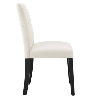White Velvet Upholstered Dining Chairs with Wood Legs - Set of 2