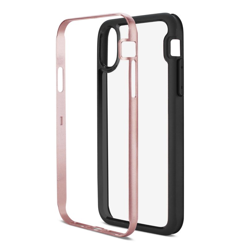 Reiko iPhone X/iPhone XS Hard Transparent Plastic TPU Case in Clear Rose Gold, 3 of 5