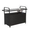 NAYSAYE Bar Serving Cart Outdoor Wicker Table with Cabinet and Steel Top for Patio , Black, 51.57"*19.69"*35.83" - 4 of 4