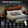 Queen Size Upholstered Platform Bed Frame with Storage Drawers, RGB LED Headboard, USB & Type-C Charging Ports, Velvet Fabric - 3 of 4