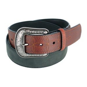 Wrangler Men's Bison and CrazyHorse Leather Belt with Billets - 1 of 4