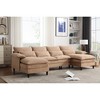 U-Shaped Modular Sectional Sofa with Chaise Lounge, Terrycloth Upholstered 4-Seater Couch with 4 Waist Pillows for Living Room - 3 of 4