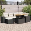 vidaXL Patio Sofa Set with Cushions Stool and Sofa Modules 7 Piece Poly Rattan - Black and Cream with Storage - 2 of 4