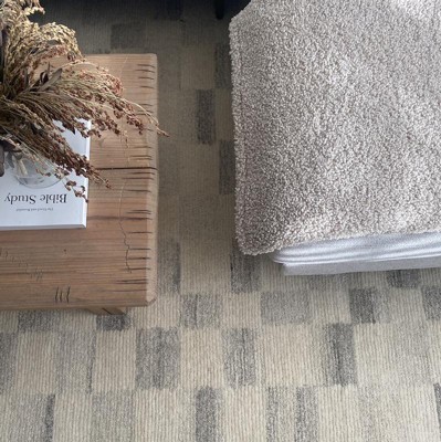 7'x10' Irregular Checkerboard Tufted Rug Cream - Threshold™ Designed ...