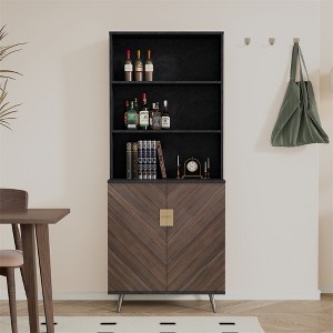 Accent Storage Cabinet With Doors, Bar Cabinet Buffet Cabinet With Storage, Vintage Sideboard Buffet Cabinet For Living Room Hallway Kitchen - 1 of 4