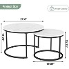 Zevemomo Nesting Coffee Table Set of 2, 27.6"with Marble Pattern Top and Sturdy Metal Frame,Circle Table for Living Room, Bedroom,Patio,Yard (White) - 4 of 4