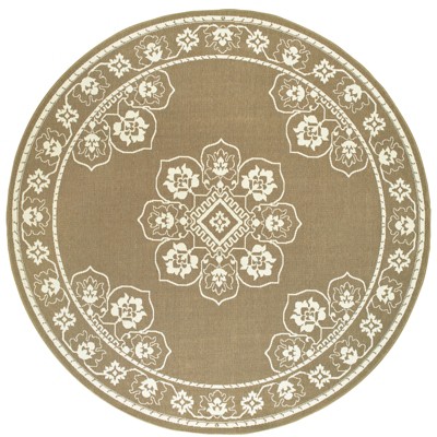 Oriental Weavers Marina 7764J Tan/ Ivory Indoor/Outdoor Area Rug - 7'10" Round
