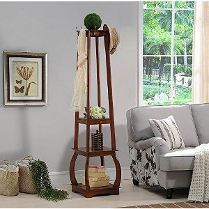 Kings Brand Furniture Entryway Coat Rack with Storage Shelves & Drawer - 1 of 3