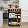 Lirago Black Engineered Wood and Metal 4-Tier Storage Cart 16.7x6.3x31.5 Inch Slim Rolling Shelf - 3 of 4