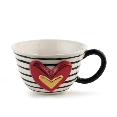 DEMDACO Narrow Stripe Tea Cup 12 ounce - White