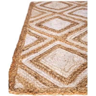 Handmade Ivory and Brown Geometric Cotton Area Rug