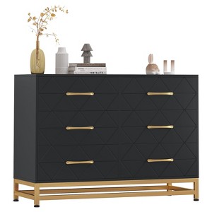 6 Drawer Dresser Bedroom Wooden with Large Capacity, Wood Chest of Drawers for Bedroom, Living Room, Hallway and Entryway - 1 of 4