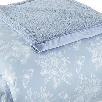 Twin Toile Wedgewood Fleece Sherpa Reversible Electric Blanket