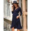WhizMax Women's Maternity Summer Bodycon Short Sleeve Dress and Ruffle V-Neck 3/4 Sleeve Midi Dress for Photography - 3 of 4