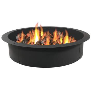 Sunnydaze Outdoor Heavy-Duty Steel Portable Above Ground or In-Ground Round Fire Pit Liner Ring - Black