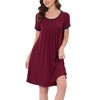 cheibear Women's U Neck Short Sleeve Lounge Dress Pajama Nightgown - 2 of 4