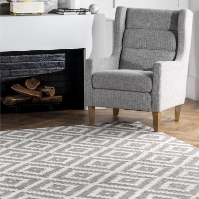 Scandinavian Diamond 6' x 9' Handmade Wool Area Rug in Gray
