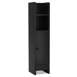 Costway Bathroom Storage Cabinet with Adjustable Shelf 1 Door & 2 Open Shelves Living Room White/Black/Brown - 1 of 4