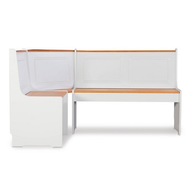 Ardmore White and Natural Finish Corner Nook Dining Set