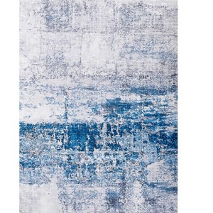 HomeRoots 6' X 9' Gray and Blue Abstract Printed Washable Non Skid Area Rug - 1 of 4