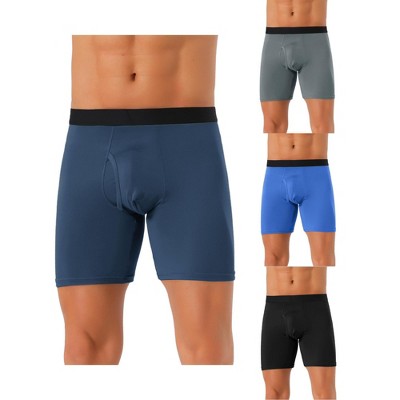 INSPIRE CHIC Men's 4 Pack Solid Color Soft Stretch Open-fly Basic Boxer Briefs