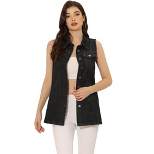 Allegra K Women's Denim Vest Sleeveless Casual Button Down Waistcoat Mid Long Jean Jacket