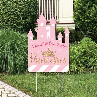 Big Dot of Happiness Little Princess Crown - Party Decorations - Pink and Gold Princess Baby Shower or Birthday Party Welcome Yard Sign