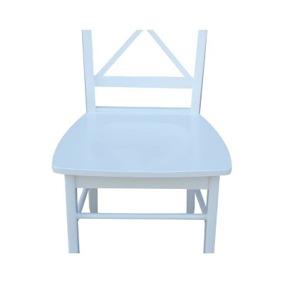 White High Cross Back Solid Wood Side Chair