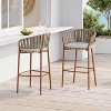 Christopher Knight Home Thyra Patio Rope and Iron Bar Stools with Heat Transfer Wood Finish (Set of 2) - 2 of 4