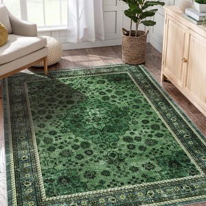 Washable Area Rug Vintage Foldable Thin Rug,Soft Low-Pile Non-Slip Stain Resistant Floor Indoor Outdoor Carpet - 1 of 4