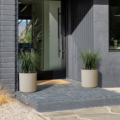 Demi 16" Sandstone Plastic-Stone Round Planter