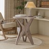 JIONJOY Modern Farmhouse Pedestal End Table - Distressed Round Side Table with Star Tripod Base for Living Room - 3 of 3