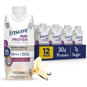 Ensure Max Protein Nutrition Shake, French Vanilla, 11 fl oz, 12 Count - 1 of 2