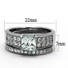 Slickblue Women's Polished Stainless Steel Ring with 6.6mm Clear CZ, Square Pave Design, Size 5-10 - 2 of 4