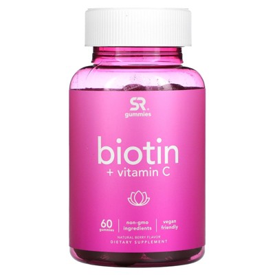 Sports Research Biotin + Vitamin C, Natural Berry,  60 Gummies, Dietary Supplements