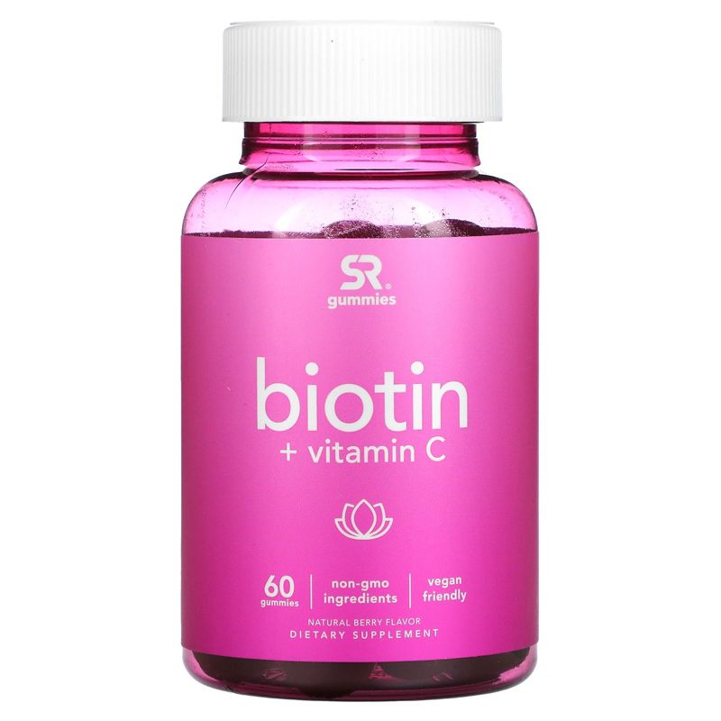 Sports Research Biotin + Vitamin C, Natural Berry,  60 Gummies, 1 of 3