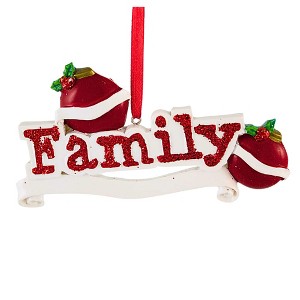 Polarx 2.5 Inch Red Family Christmas Tree Ornament , Glittered Holiday (1PC) - 1 of 4